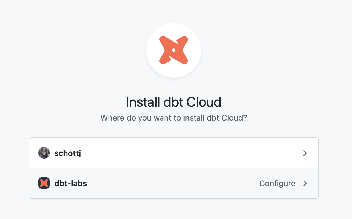 Installing the dbt application into a GitHub organization